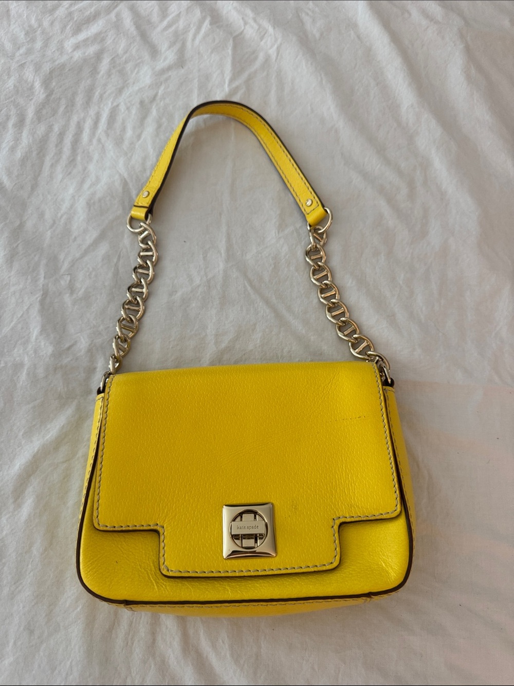 kate spade Tarrytown Stella Yellow Leather Shoulder Bag with Chain Strap